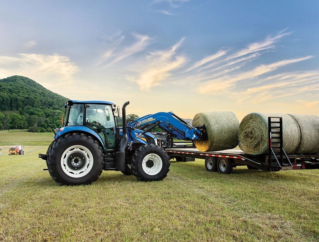 tractor and bales